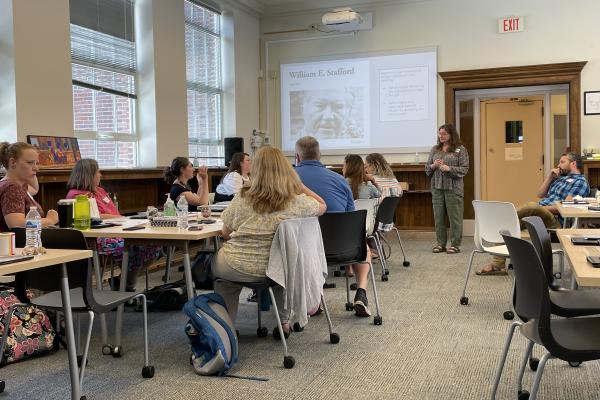 Lauren Hill leading orientation session summer 2023