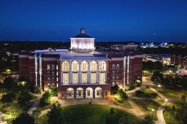 The Willy T Young Library at night